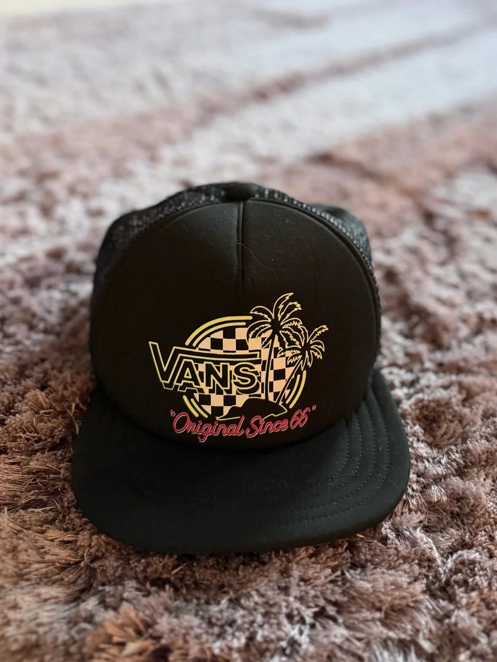 Vans Youth Dual Palm Evo Logo Trucker Hat.